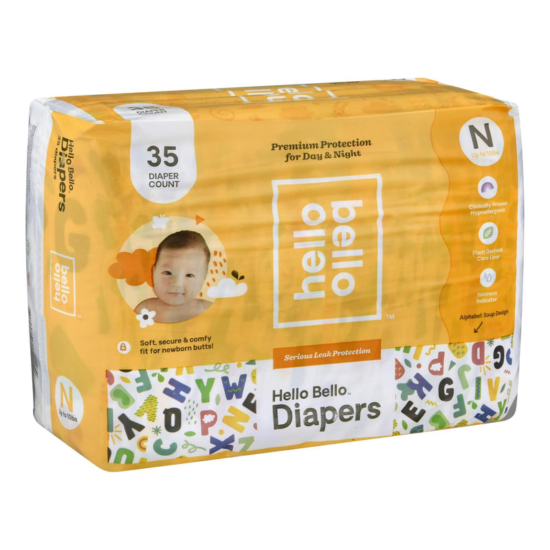 Hello Bello Premium Diapers Alpha Size N, 35 Count (10 Lbs)