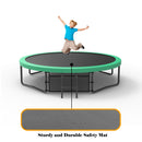 Pumpkin Style 12FT Recreational Kids Trampoline with Safety Enclosure Net & Ladder, Green Steel Frame, 144.09 Inches