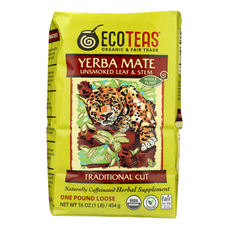 Ecoteas Organic Loose Yerba Mate - Traditional Cut - 1lb (Pack of 6)