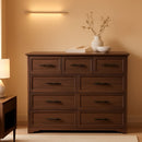 Walnut Farmhouse Dresser 7 Drawers Metallic Handles