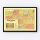 Vintage Map of Grant County, South Dakota 1899