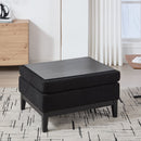 33.86'W Upholstered Wood Base Storage Ottoman with Reversible Lid Coffee Table, Foot Stool Square Footrest with Rubberwood Legs for Living Room Bedroom Entryway and Office, Black Boucle.