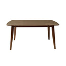 5-Piece Mid-Century Dining Set with Walnut Finished Frame, Upholstered Dining Chairs,Light Beige Chairs and Walnut Wood Table