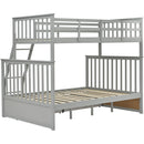 Wooden Twin Over Full Bunk Bed with Storage Drawers, Ladder, and Safety Guard Rails in Grey