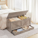 SolidWoodFinish Storage Bench Greige 43Inch Drawer