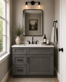 30 Inch Gray Stained Shaker Single Sink Bathroom Vanity with Drawers on the Left