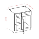30 Inch Grey Shaker Single Sink Bathroom Vanity with Drawers on the Left