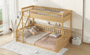 Twin XL over Queen Bunk Bed with Ladder and Guardrails, Natural