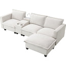 [VIDEO+NEW]109*57' Modern Sectional Cloud Sofa with Console,USB charger,Reading Light,Cup Holder,Wide Seat,4 Seat Chenille Modular Couch,Storable Indoor Funiture for Living Room,Apartment,2 Colors