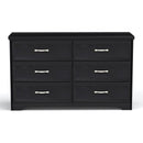 Modern 3 Drawer Bedroom Chest of Drawers with 6 Drawers Dresser, Clothes Organizer -Metal Pulls for Living Room, Bedroom, Hallway, Black,47.6" x 15.7" x 28.9"
