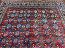 Antique Persian Bijar Rug 9x12 - Allover Motif, Red & Blue