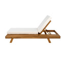 LOUNGE CHAISE SET, SPACE AVAILABLE ON ONE SIDE,ACACIA WOOD WITH WATER-RESISTANT LOUNGE CUSHIONS (CREAM & 4 INCH THICK) - MATCHING DARK GREY VERSION AVAILABLE