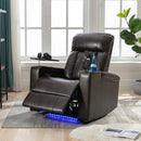 Premium Power Recliner with Storage Arms, Cupholders, Swivel Tray Table and Cell Phone Stand, Brown PU Leather, 35'' x 29.9'' x 41.2''
