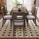 7-Piece Farmhouse Extendable Dining Table Set, 78 in Rustic Wood Table with 18 in Removable Leaf and 6 Upholstered Chairs for Dining Room