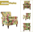 Mustard Floral Wingback Accent Chair With Solid Wood Legs