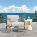 Oriana Aluminum Outdoor Patio Armchair with Thick Cushions in Light Grey