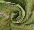 Handmade Silk Velvet Minimalist Throw Pillow - 20x20, Green with White Accent Lines, Down Feather Insert