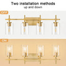 Jasper Black & Gold Clear Glass 4-Light Bathroom Vanity Light