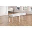 Vintage Traditional 50.4inch Upholstered Dining Bench with 6 Solid Wood Legs, Cream