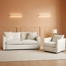 Beige 2 Piece Loveseat Armchair Set Chenille Upholstery