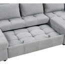 110.2' Oversized U-shaped Sofa Versatile Sectional Sofa Pull-out Sofa Bed with Double Storage Chaise Lounges and Two USB Ports for Living Room,Gray