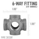3/8 in. Black 6-Way Fitting