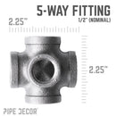 1/2 in. Black 5-Way Fitting
