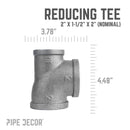 2 in. x 1 1/2 in. x 2 in. Black Reducing Tee