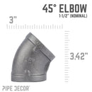1 1/2 in. Black 45 Degree Elbow