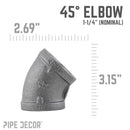 1 1/4 in. Black 45 Degree Elbow