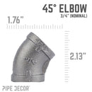 3/4 in. Black 45 Degree Elbow
