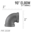 3/4 in. Black 90 Degree Elbow