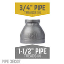 1 1/2 in. x 3/4 in. Black Reducing Coupling