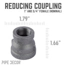 1 in. x 3/4 in. Black Reducing Coupling