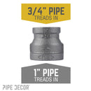 1 in. x 3/4 in. Black Reducing Coupling