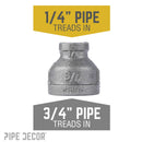 3/4 in. x 1/4 in. Black Reducing Coupling