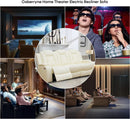 Power Recliner Sofa Set With LED Lights Creamy Finish