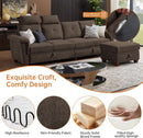 110 Inch Convertible Sectional Sofa With Storage Microfiber L Shaped Couch Ottoman Cup Holders