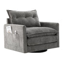 UNITED WE WIN Swivel Barrel Chair - Mid Century Modern Chair, Thick Padded Arm Chair with Solid Metal Base, Comfortable Single Sofa Chair, Swivel Accent Chair for Living Room Bedroom