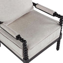 European Linen Spindle Armchairs Set Pair Cushions
