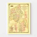 Vintage Map of Bristol County, Massachusetts 1852