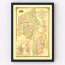 Vintage Map of Bristol County, Massachusetts 1852