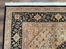 Sino Persian Rug 8x10, Herati Mahi Pattern, Fine 170 KPSI, Black, Wool and Silk Highlights