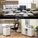 White Mobile File Cabinet With Lockable Drawer And Door