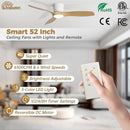 52 Inch Smart Ceiling Fan With Lights Remote App Control
