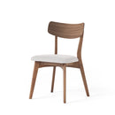 7-Piece Mid-Century Dining Set with Walnut Finished Frame, Upholstered Dining Chairs,Light Beige Chairs and Walnut Wood Table