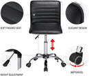 Adjustable Armless PU Leather Office Chair Swivel Black