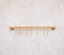 Unlacquered Brass Wall Mount Pot Rail Bar With Hooks