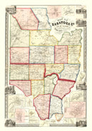 Vintage Map of Saratoga County, New York 1856