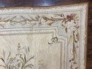 Needlepoint Rug 6x9, Elegant European Design Aubusson Carpet, Vintage Wool Handmade Rug, Light Yellow Ivory